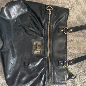 black leather coach bag great condition